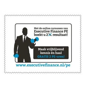 Telefoondoekjes  goedkoop - De&nbsp;telefoondoekjes&nbsp;zijn gemaakt van 80% polyester en 20% polyamide, 220gr/m2. Ze kunnen geleverd worden met een ronde of gekartelde afwerking en worden per stuk verpakt in een polybag. Deze doekjes zijn geschikt om uw kostbare bril of zonnebril mooi schoon te houden. Ze zijn gemaakt van micofiber en dus ook geschikt om uw tablet, telefoonscherm en computerscherm mee te reiningen. Levertijd voor deze artikelen is ca. 3 weken na goedkeuring akkoord drukproef. Formaat 23x17.5 cm