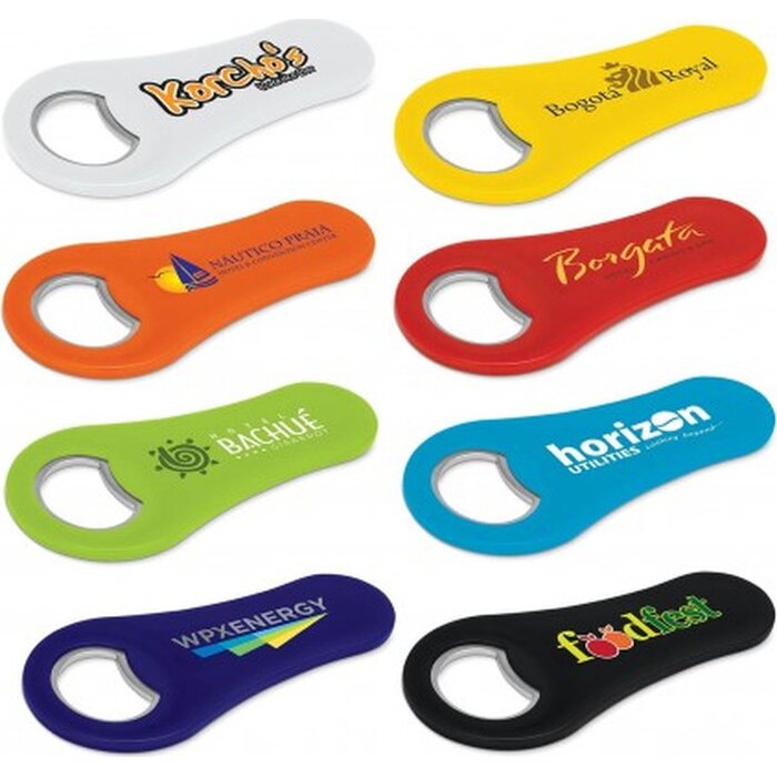 gekleurde flesopeners met bedrukking