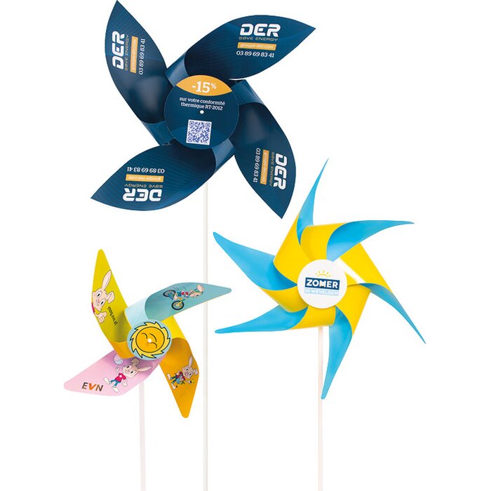 papieren windmolentjes met logo