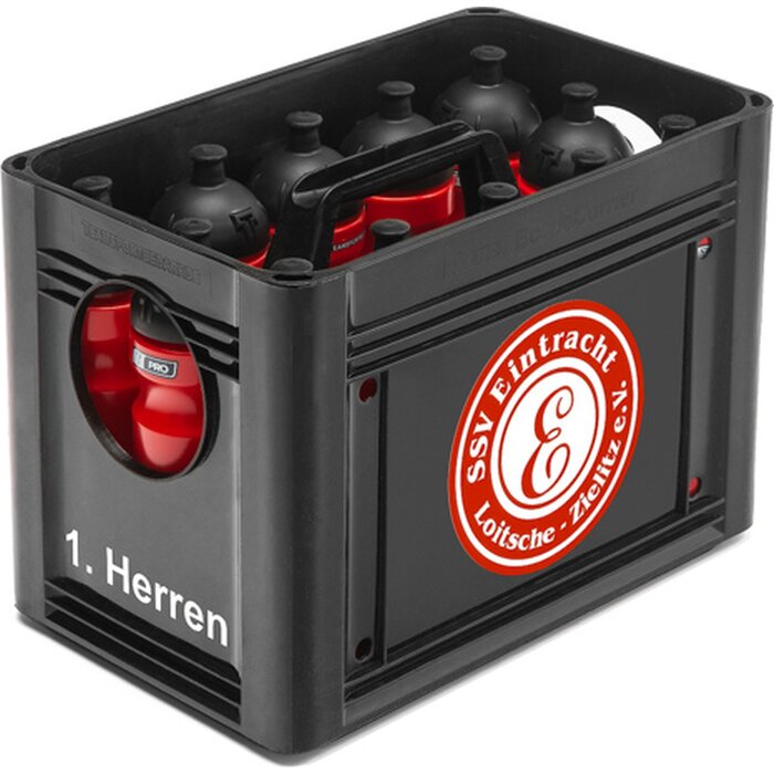 gepersonaliseerde bidonkrat met logo