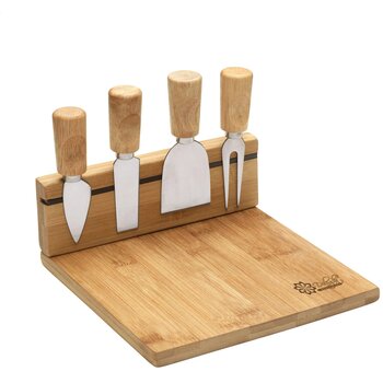 Kaasplank Met Magnetische Messenhouder Bruin