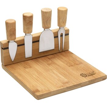 Kaasplank met magnetische messenhouder Bruin