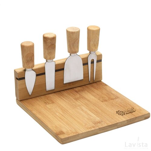 Kaasplank met magnetische messenhouder Bruin