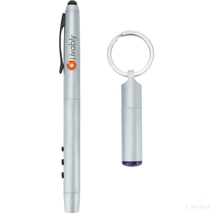 4-in-1 presenter pen zilver, zwart