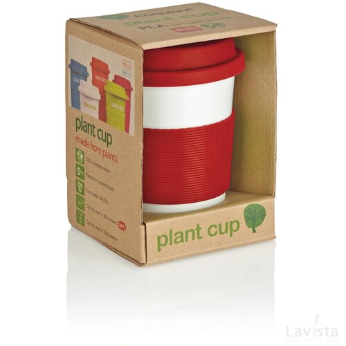 PLA koffiemok rood, wit