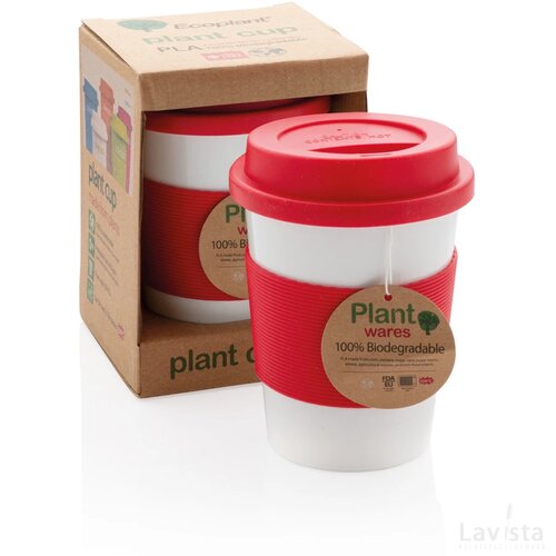 PLA koffiemok rood, wit