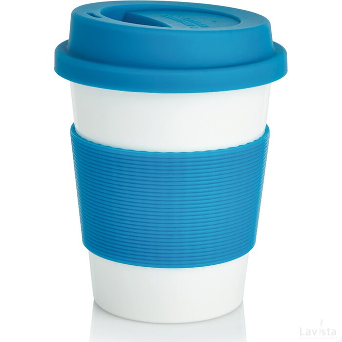 PLA koffiemok blauw, wit