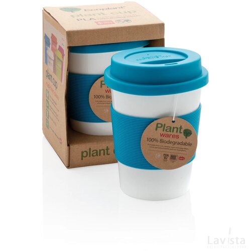 PLA koffiemok blauw, wit