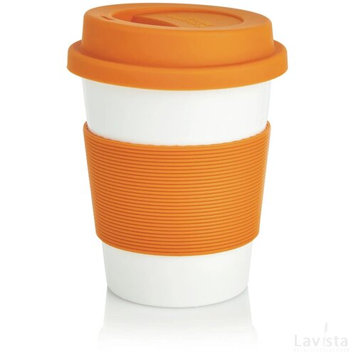 PLA koffiemok oranje, wit