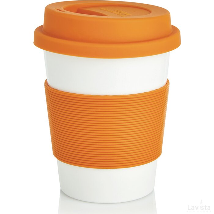 PLA koffiemok oranje, wit