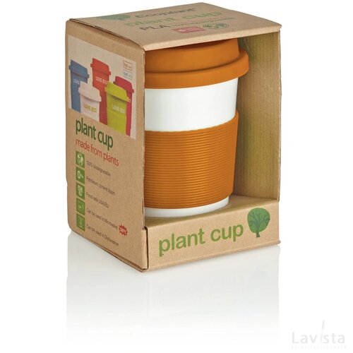 PLA koffiemok oranje, wit