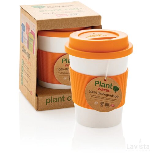 PLA koffiemok oranje, wit