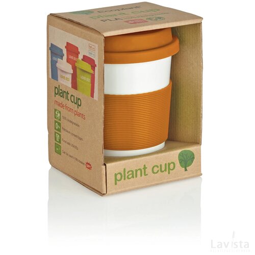 PLA koffiemok oranje, wit