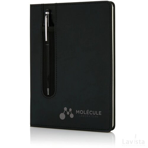 Standaard hardcover PU A5 notitieboek met stylus pen zwart