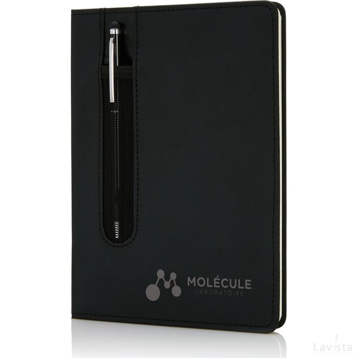 Standaard hardcover PU A5 notitieboek met stylus pen zwart