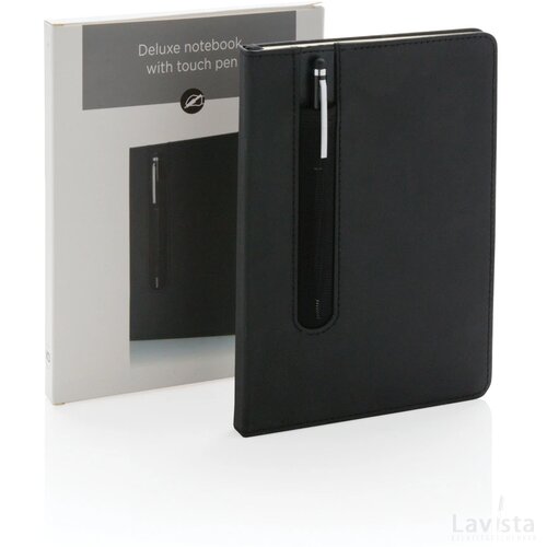 Standaard hardcover PU A5 notitieboek met stylus pen zwart
