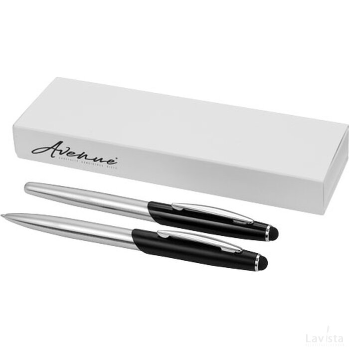 Geneva pennenset stylus balpen en rollerball Zilver,Zwart Zilver, Zwart Zilver/Zwart