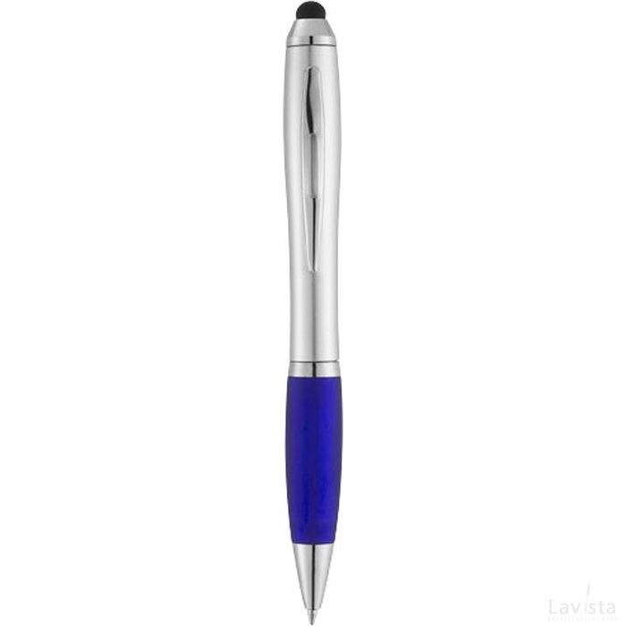 Nash stylus balpen met zilveren houder en gekleurde grip Zilver,blauw Zilver, Blauw Zilver/Blauw