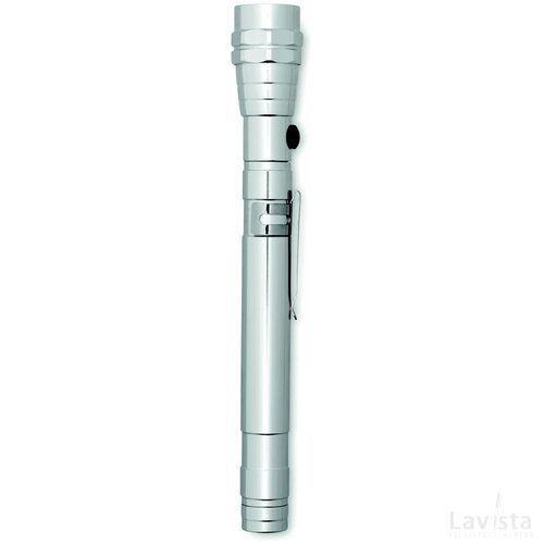 Uitschuifbare alum zaklamp Strech-torch zilver