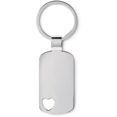 Metalen sleutelhanger, hartje Corazon mat zilver