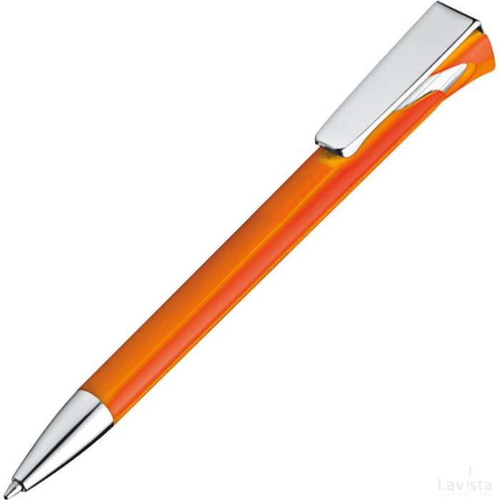 Pen met verchroomde clip Andernach oranje