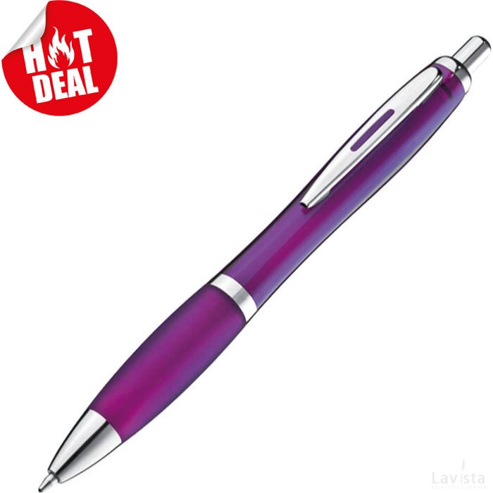 Pen met zilveren metalen clip Apolda paars purple roze