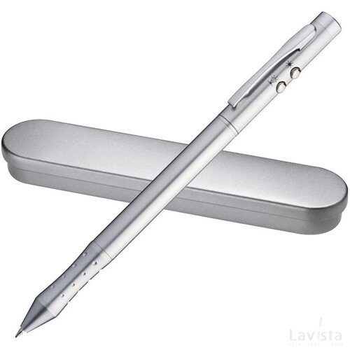 Laserpointer + LED met pen + touchscreenpen Bergkamen grijs silvergrey zilvergrijs