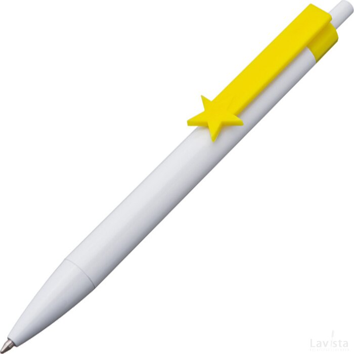 Pen met clip hartje Dargun geel