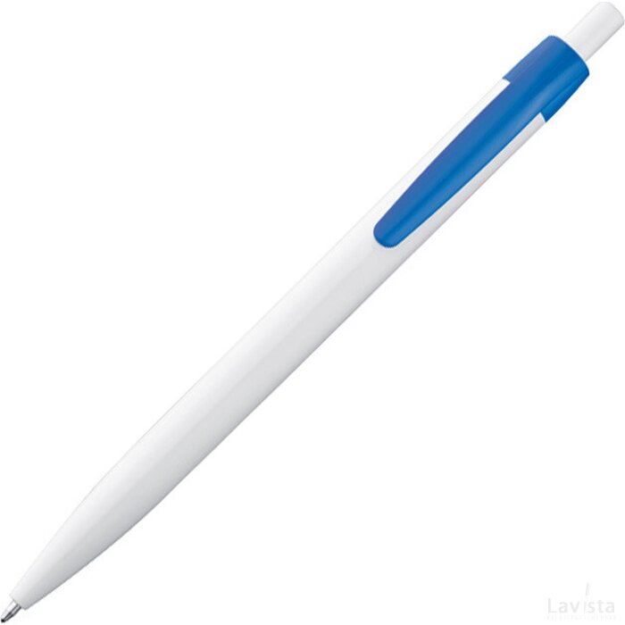 Kunststof pen met gekleurde clip Erbach blauw