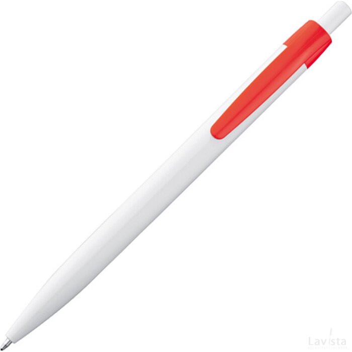 Kunststof pen met gekleurde clip Erbach rood