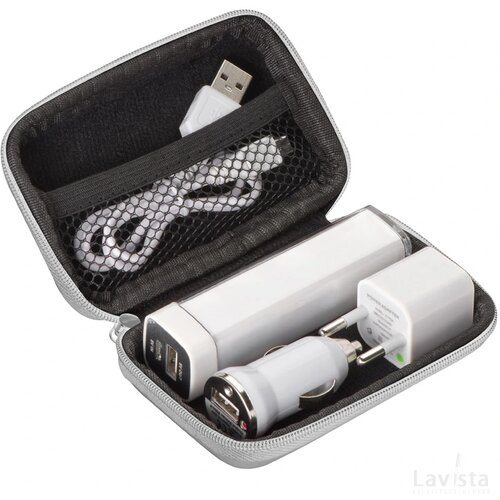 Reisset- Powerbank, stekker en USB charger Gaildorf wit