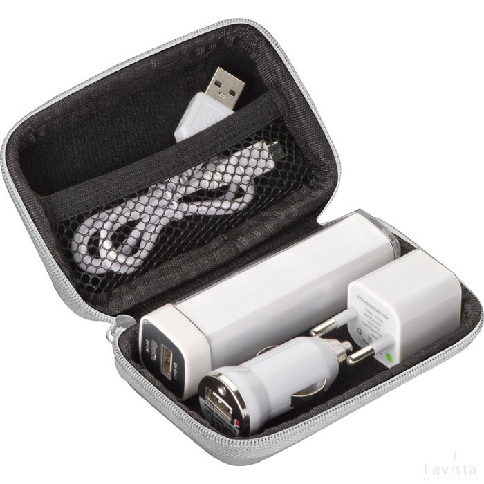 Reisset- Powerbank, stekker en USB charger Gaildorf wit