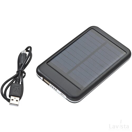 Solar metalen powerbank Kelbra zwart