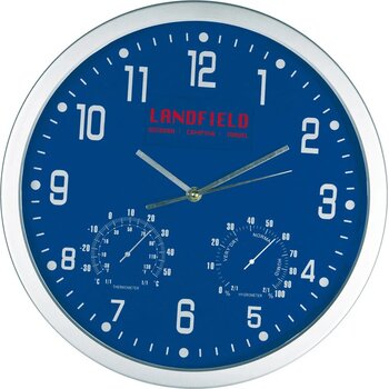 Wandklok met thermometer en hygrometer Meyenburg blauw