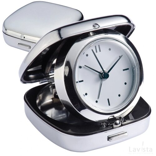 Uitklapbare metalen Quartz reiswekker Mindelheim grijs silvergrey zilvergrijs