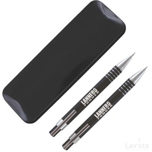 CURAÇAO doosje met 1 balpen en 1 vulpotlood Peekay zwart