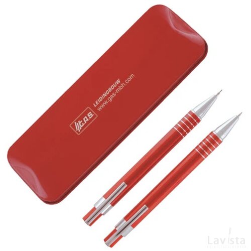 CURAÇAO doosje met 1 balpen en 1 vulpotlood Peekay rood