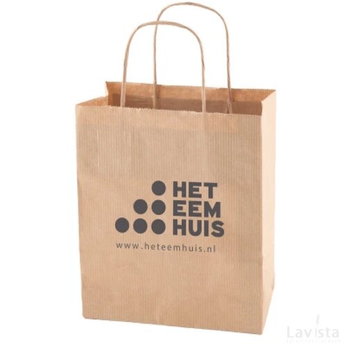 Papieren tas wit en bruin 180 x 220 x 80 mm. ecru