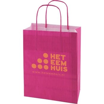 Papieren tas gekleurd 180 x 220 x 80 mm. roze
