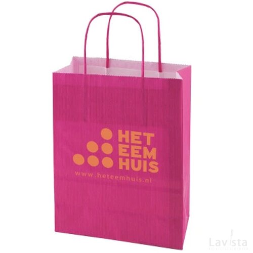Papieren tas gekleurd 180 x 220 x 80 mm. roze