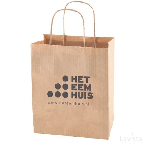 Papieren tas wit en bruin 220 x 310 x 100 mm. ecru