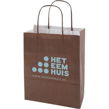 Papieren tas 220 x 310 x 100 mm. gekleurd bruin