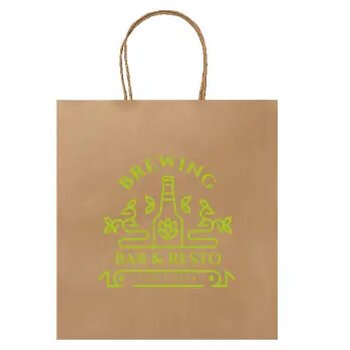 Papieren tas 320 x 410 x 120 mm. wit en bruin wit Papieren tas 320 x 410 x 120 mm. wit en bruin wit