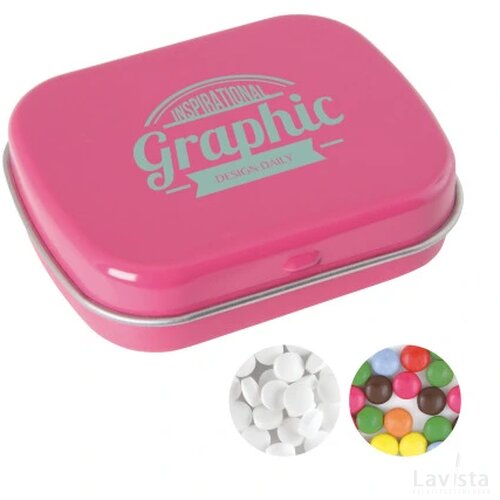 Scharnierblik met snoepjes Roze