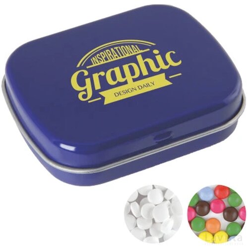 Scharnierblik met snoepjes Blauw