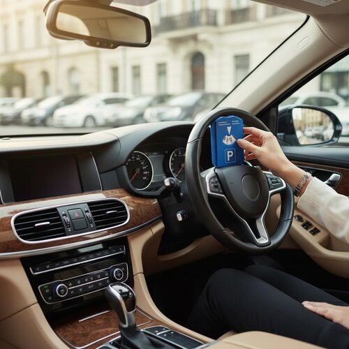 Parkeerschijf IJskrabber, Winkelwagenmuntje en bandenprofielmeter donkerblauw