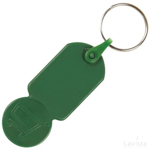 Sleutelhanger winkelwagenmuntje € 0,50 donkergroen