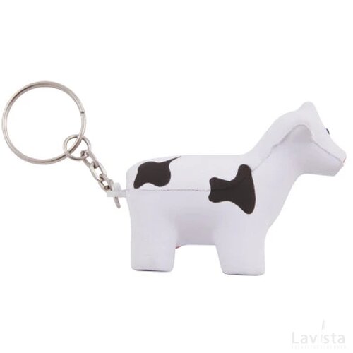 Anti-stress Koe met sleutelhanger wit/zwart