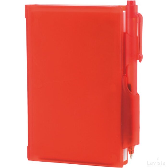 Notitieboekje A7 met pen in hard pvc omslag rood