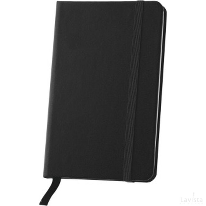 Notitieboekje A6 met elastiek en leeslint, 80 pagina`s zwart